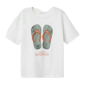 MANGO | Printed cotton-blend T-shirt